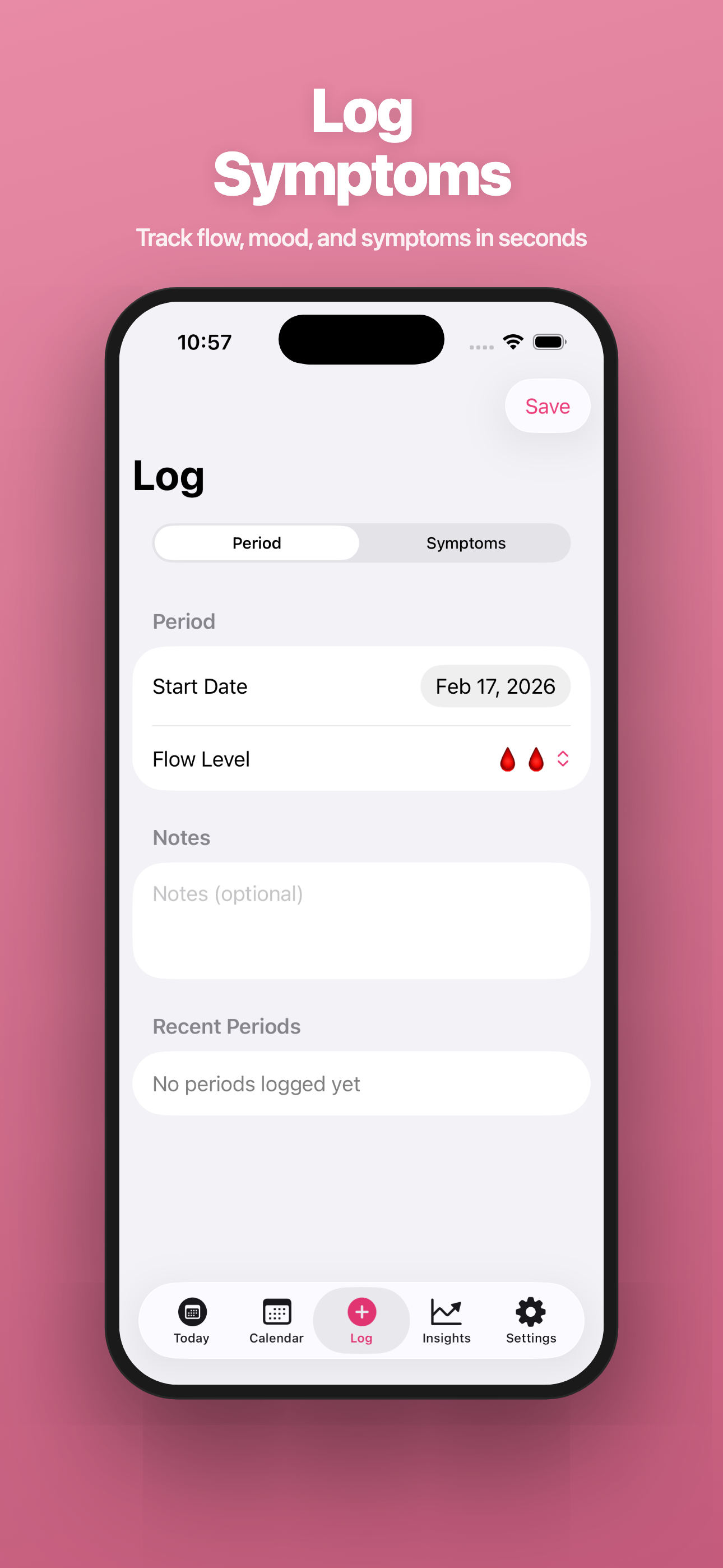Cycle Easy — Log Symptoms