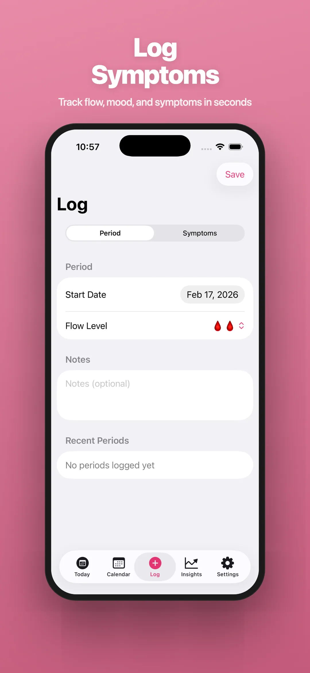 Cycle Easy — Log Symptoms