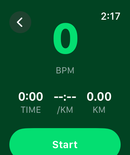 Active workout on Apple Watch